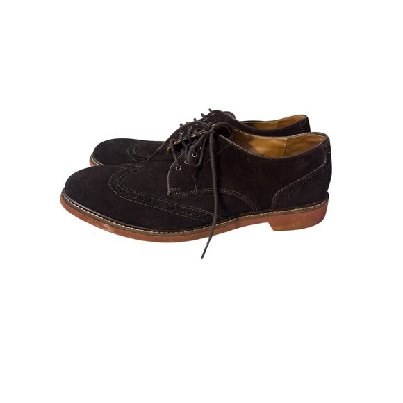 Cole Haan Mens 10 Brown Suede Wingtip Dress Shoes With Red Soles & Lace-Up Closu main image 6